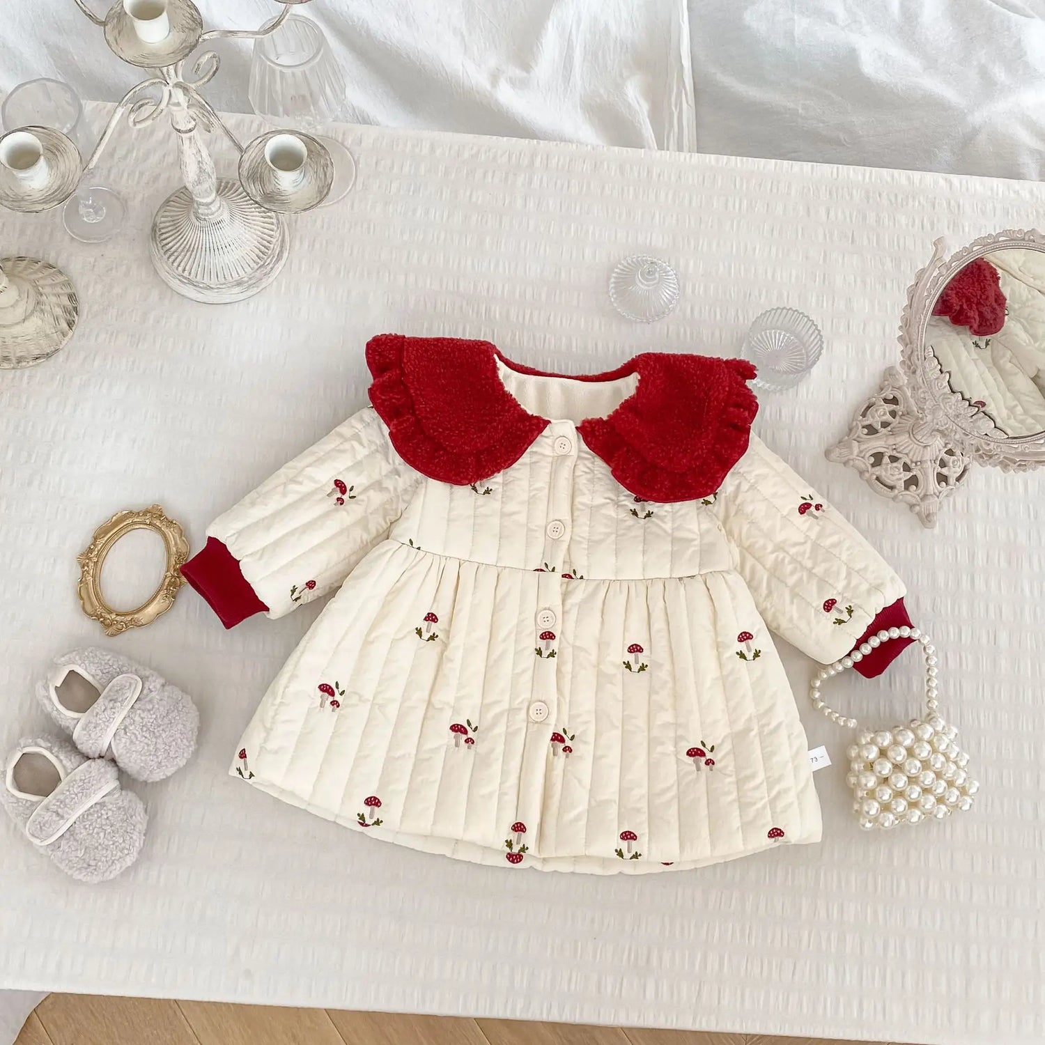 Girls’ Embroidery Collar Design Warm Cute Dresses