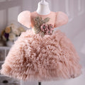 Little Girls Puffy Designer Short Sleeve Birthday Party Dresses