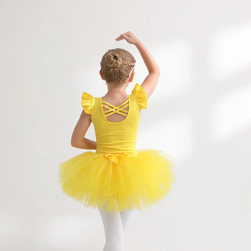 Kids' Girls' Designer Gymnastics Ballet Leotard with Tutu Skirt