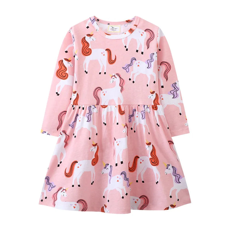 Kids Girls Cats Embroidery Birthday Frocks