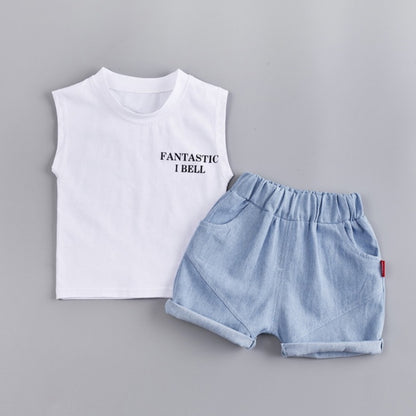 Baby Boy Letter and Dinosaur Print Vest Tops+Shorts 2PCS Set childrensterritory