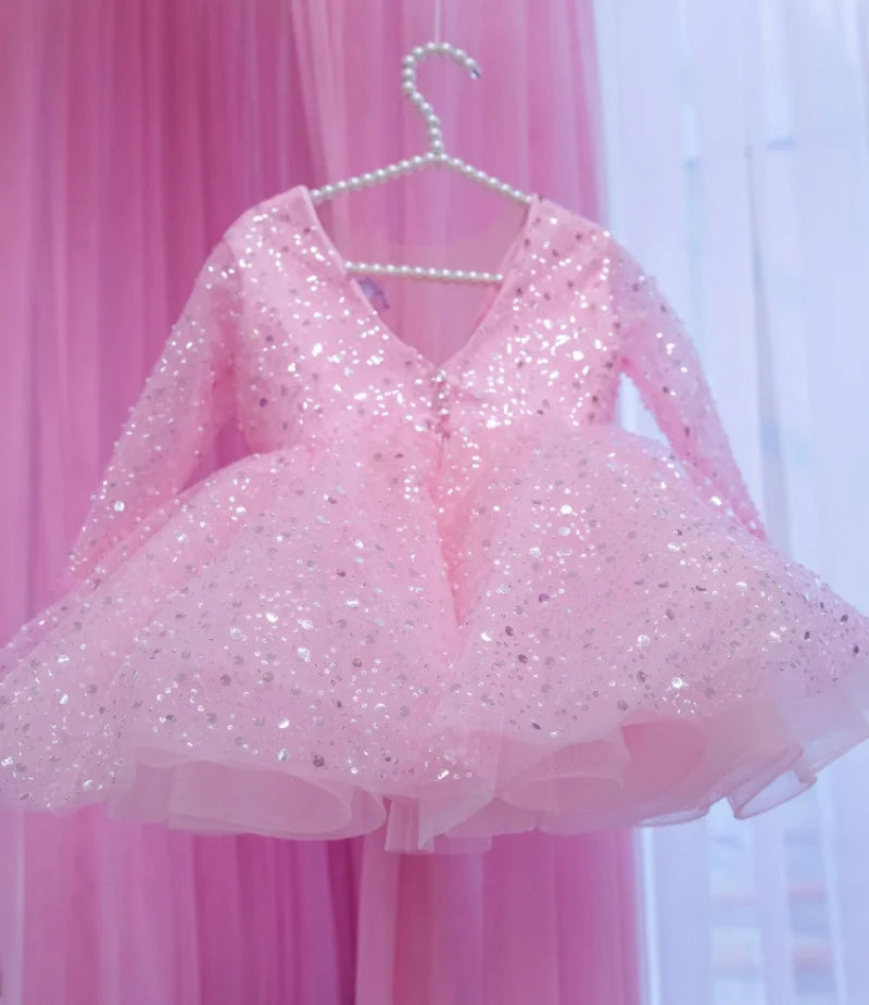 Cute Shiny Ruffles Design Tutu Summer Party Dress for Girls childrensterritory