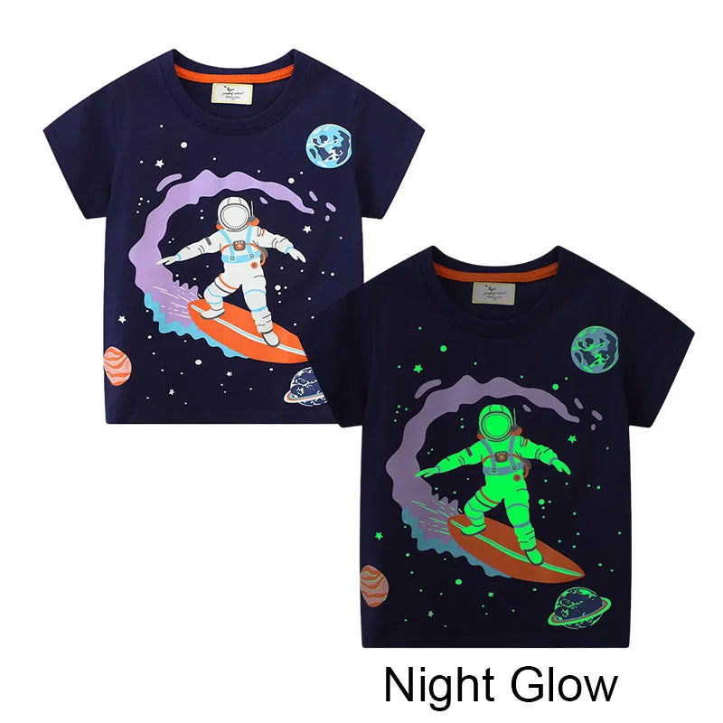 Kids Cartoon Printed Cotton Tees for Summer