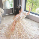 Kids Girls Fluffy Gauze Sequins Gown Evening Princess Dress childrensterritory