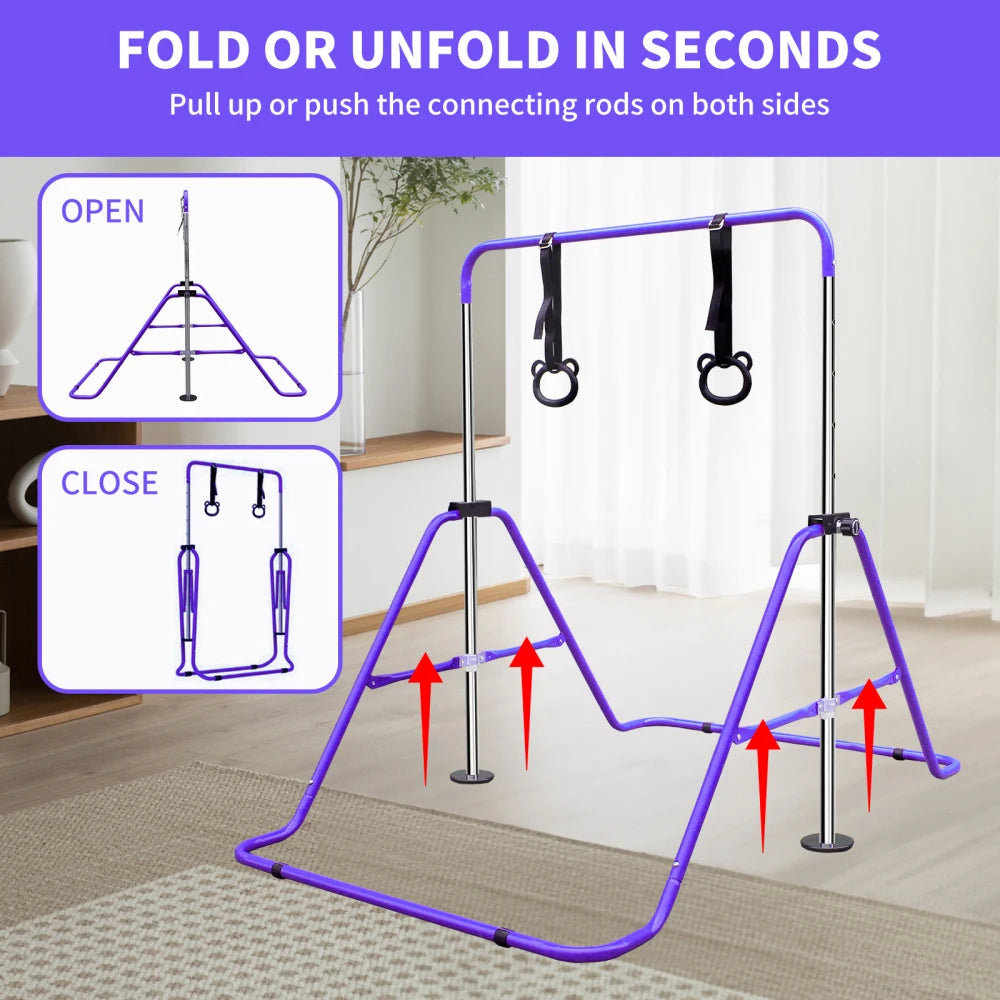 Multi-Functional Horizontal Gymnastic Bar with Bear Rings