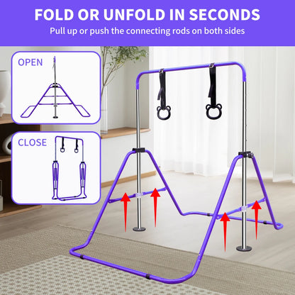 Multi-Functional Horizontal Gymnastic Bar with Bear Rings childrensterritory
