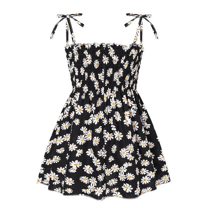 Little Girls Floral Halter Style Summer Cotton Dresses childrensterritory