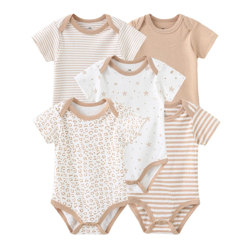 Cartoon Print Baby Girls Short Sleeve Cotton Romper Set