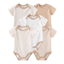 Cartoon Print Baby Girls Short Sleeve Cotton Romper Set