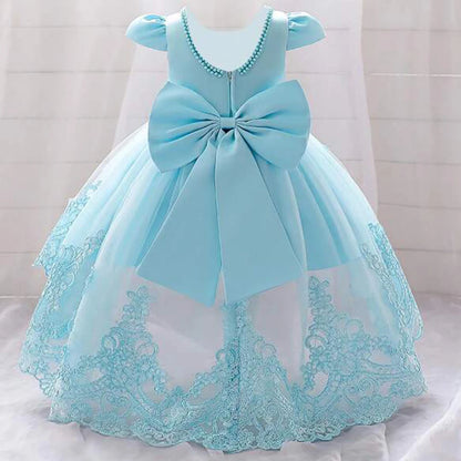 Baby Girls Bow Design Tulle 1st Birthday/Baptism Dresses childrensterritory