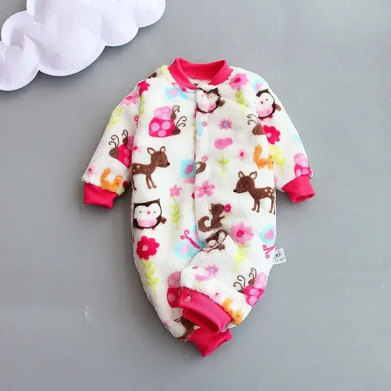 Soft Flannel Warm Printed Baby Romper for Winter