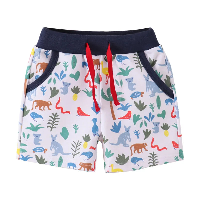 Kids Boys Jungle Theme Print Cotton Short Pants for Summer
