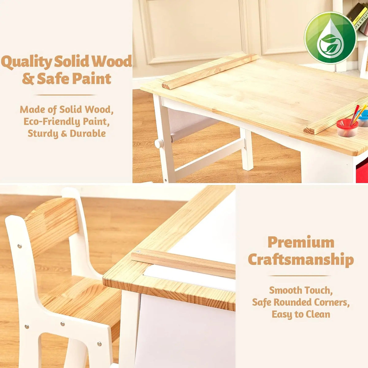 Kids Craft Table with Large Storage &amp; Paper Rolls