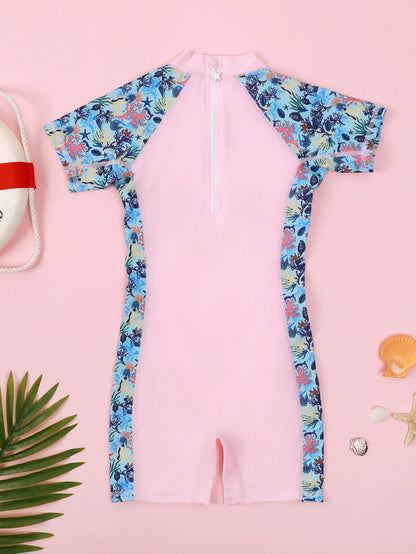 Kids Girls UV Protective Long Sleeve Sports Swimsuits childrensterritory