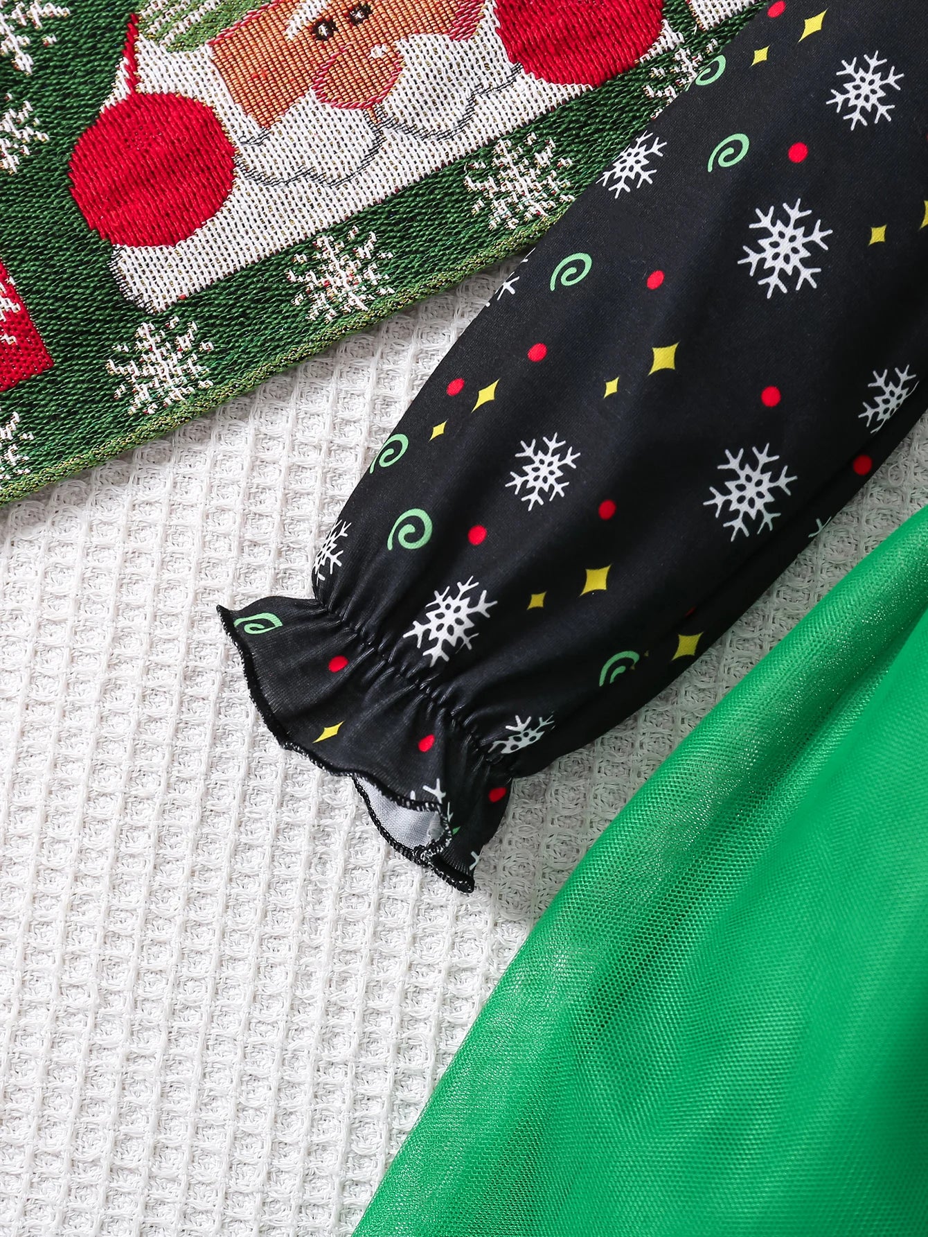 Girls Cartoon Design Long-Sleeved Christmas Outfit