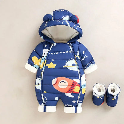 Newborn Thicken Hooded Autumn Winter Romper childrensterritory