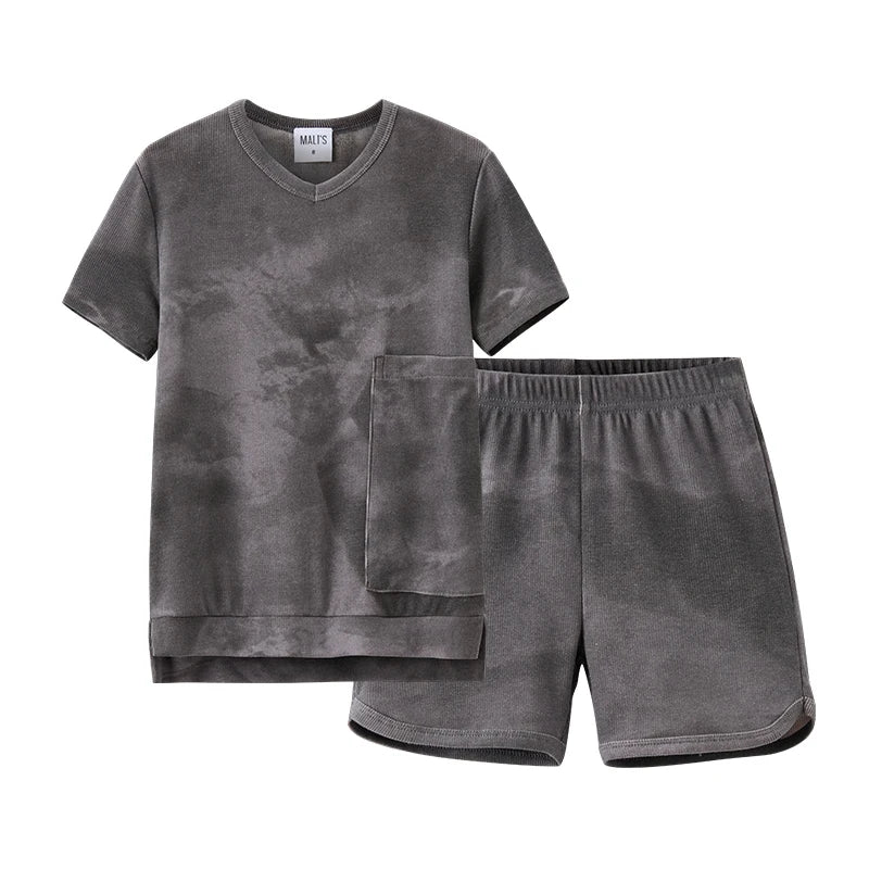 Ribbed Grey Melange Family Matching Clothing Sets