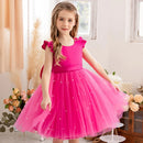 Kids Girls Big Bow Design Tulle Princess Dresses for Summer childrensterritory