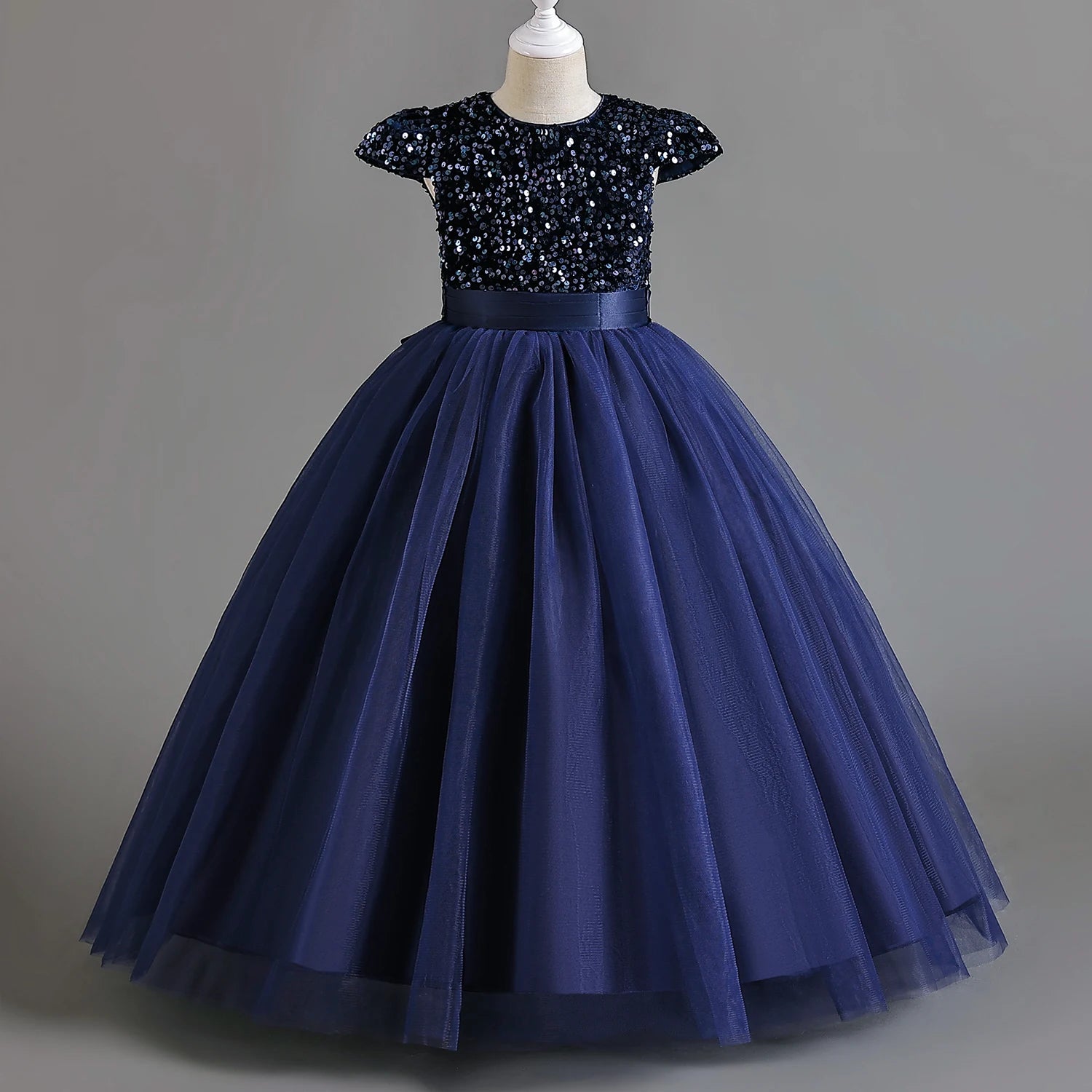 Teenage Girls Elegant Long Tulle Sequined Princess Party Dresses childrensterritory