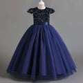 Teenage Girls Elegant Long Tulle Sequined Princess Party Dresses childrensterritory