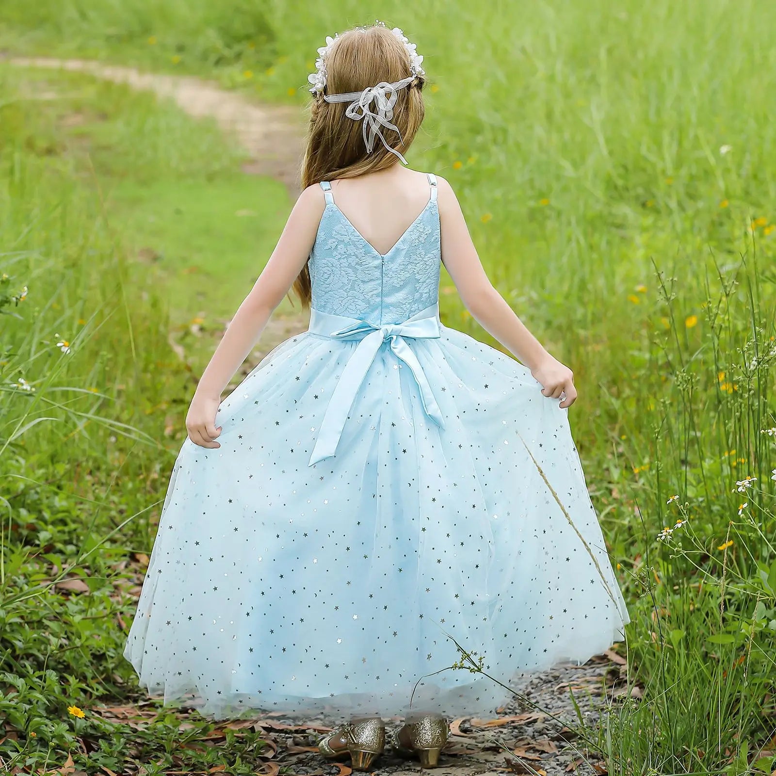 Kids Girls Puffy Sequin Embroidery Princess Party Dresses