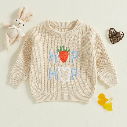 Toddler Girls Letter Print Knitted Warm Autumn Sweaters childrensterritory
