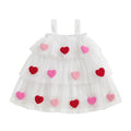 3D Plush Heart Design Layered Tulle Dress for Girls childrensterritory