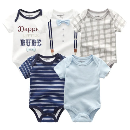 Cartoon Print Sleeveless 5Pieces Newborn Cotton Bodysuits childrensterritory