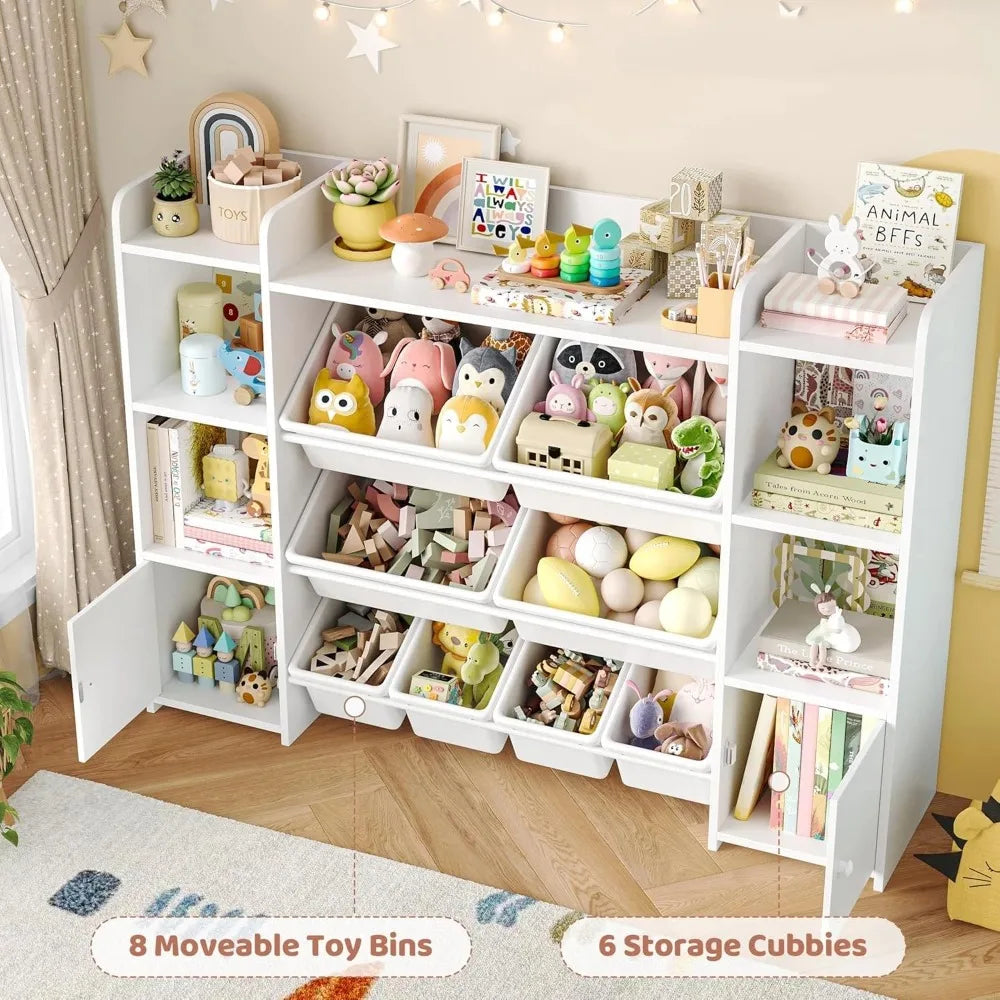 4-Tier Kids Toy Storage Organizer W/8 Removable Bins