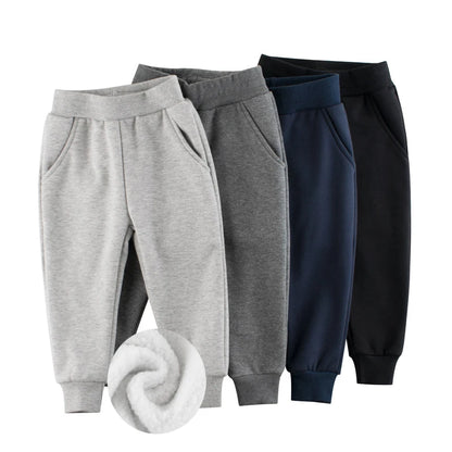 Kids Solid Color Elastic Waist Winter Sports Pants childrensterritory