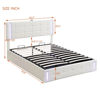 Space-Saving Full-Size Bed with LED Lights and Storage childrensterritory