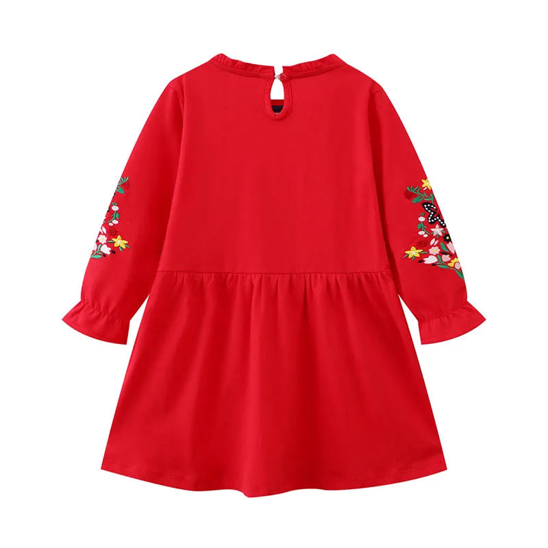 Kids Girls Flower Embroidery Spring Dress childrensterritory