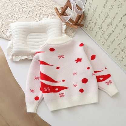 Kids Round Neck Christmas Tree Design Winter Sweater