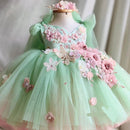 Flower Embroidery Bow-Backed Design Little Girls' Party Dresses childrensterritory