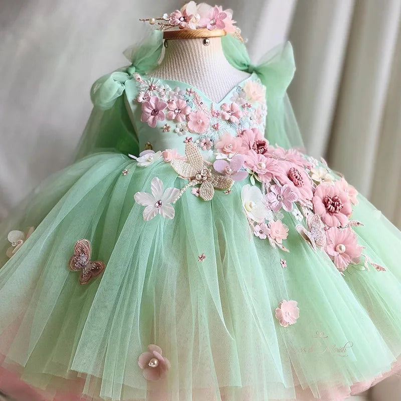 Elegant 3D Flower Butterfly Design Formal Party Dresses