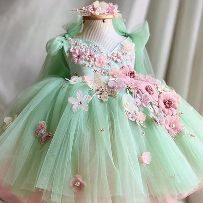 Elegant 3D Flower Butterfly Design Formal Party Dresses