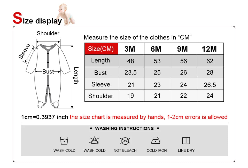 Baby Long Sleeve Cartoon Print Overall Romper
