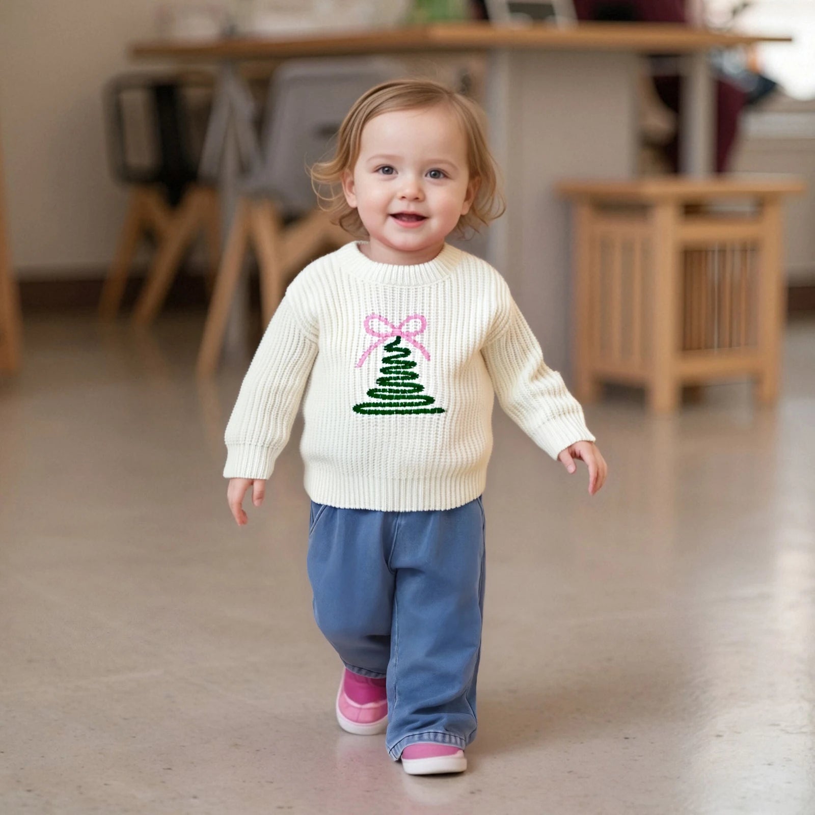 Kids Full Sleeves Tree Print Warm Sweater childrensterritory