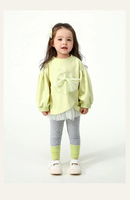 Toddler Girls Solid Color Loose Sweatshirt and Leggings Outfit Set childrensterritory