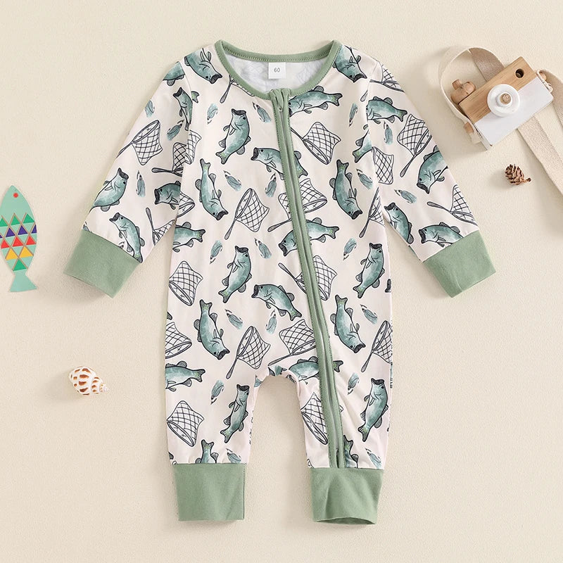 Baby Long Sleeve Printed Rompers for Spring