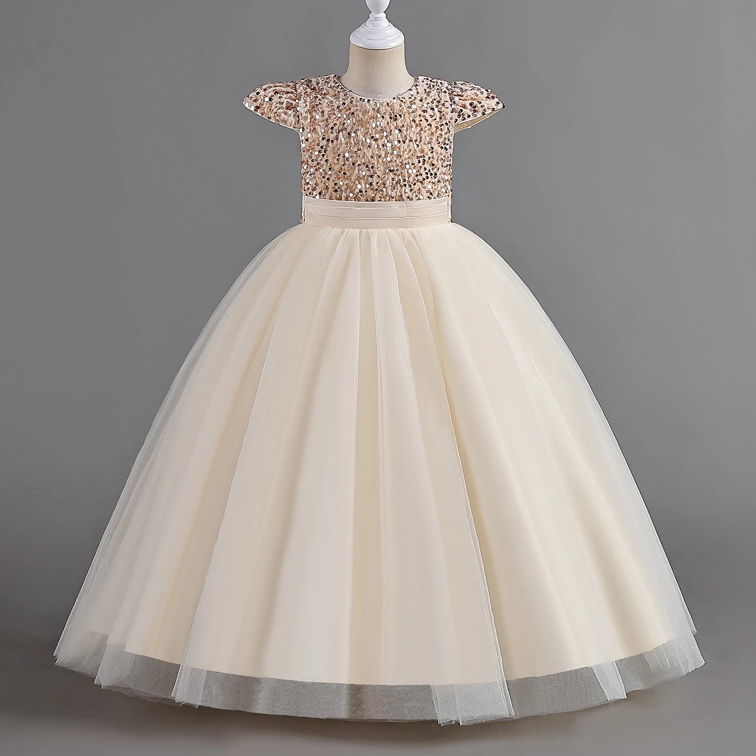 Teenage Girls Elegant Long Tulle Sequined Princess Party Dresses childrensterritory