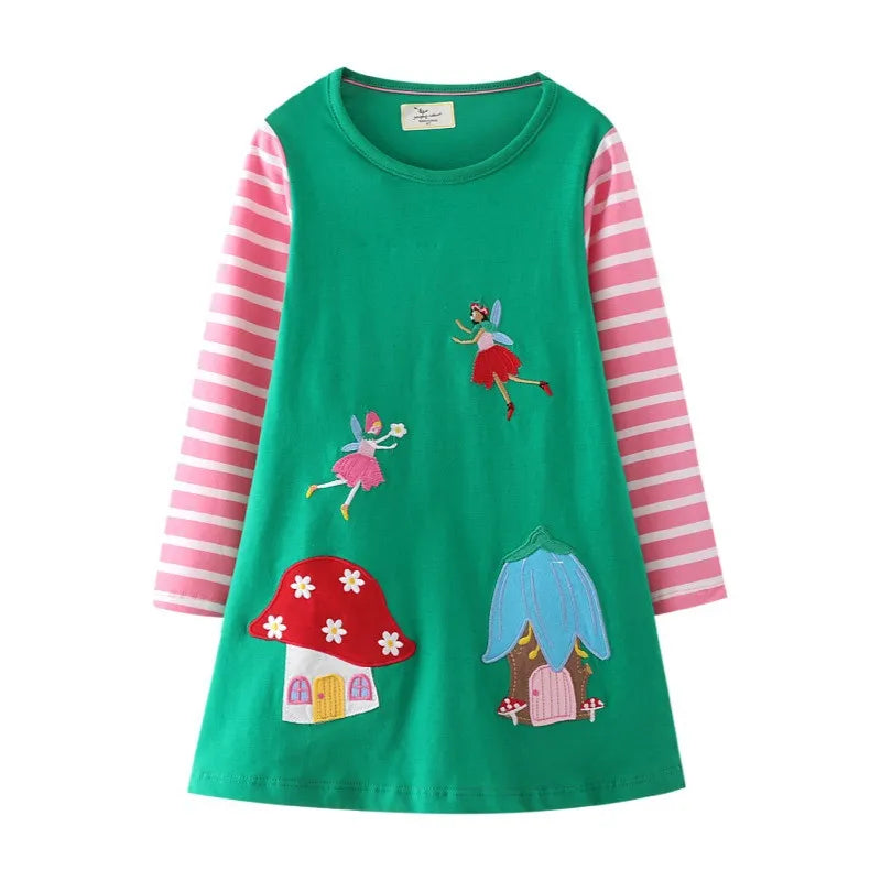 Kids Girls Long Sleeve Princess Embroidery Dresses for Winter childrensterritory