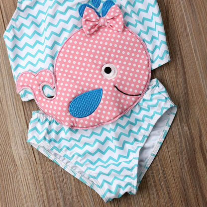 Sleeveless Goldfish Pattern Kids Girls Beachwear childrensterritory