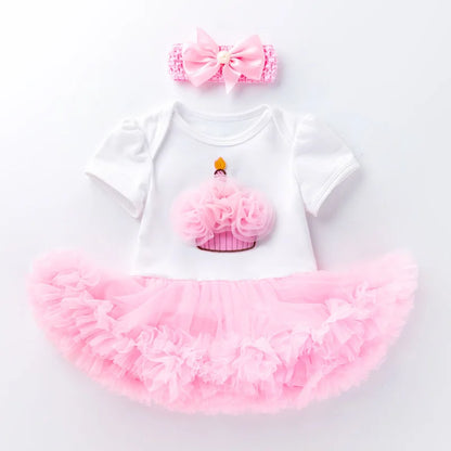 Newborn Girls White Bodysuit with Pettiskirt Tutu Outfits