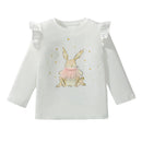 Kids Girls Cartoon Design Long Sleeve Cotton Tees childrensterritory