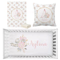 Baby Shower Gift: Customized Blush Gold Floral Bedding Set