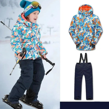 Kids Ski Wear Printed Windproof And Waterproof Clothing Set childrensterritory