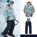 Kids Ski Wear Printed Windproof And Waterproof Clothing Set childrensterritory