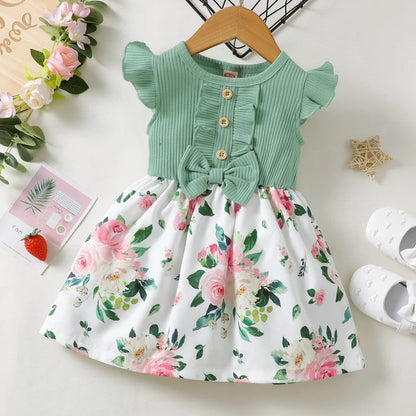 Little Girls Sleeveless Floral Princess Dress for Summer childrensterritory