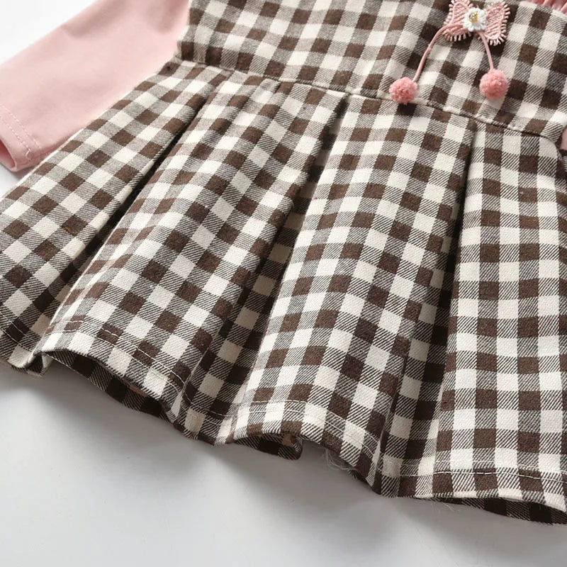 Toddler Girls: Plaid Long-sleeved Princess Dresses childrensterritory